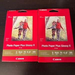 Canon Inkjet Photo Paper Plus Glossy II 4" x 6" 200 Sheets Total PP-301 Lot Of 2